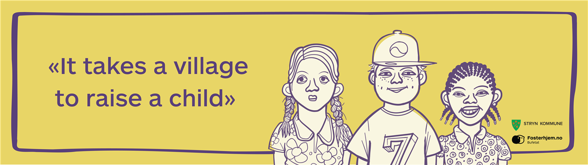 Teikning it takes av village to raise a child - Klikk for stort bilete